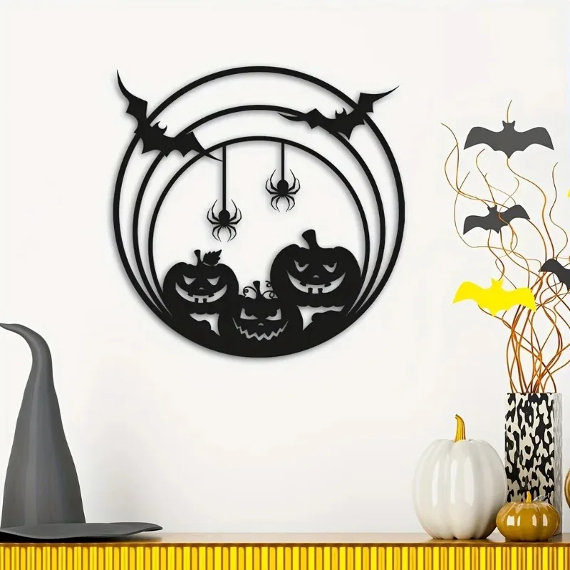 Spider Web Halloween Decoration - Металлическая настенная декорация на Хэллоуин: тыква,