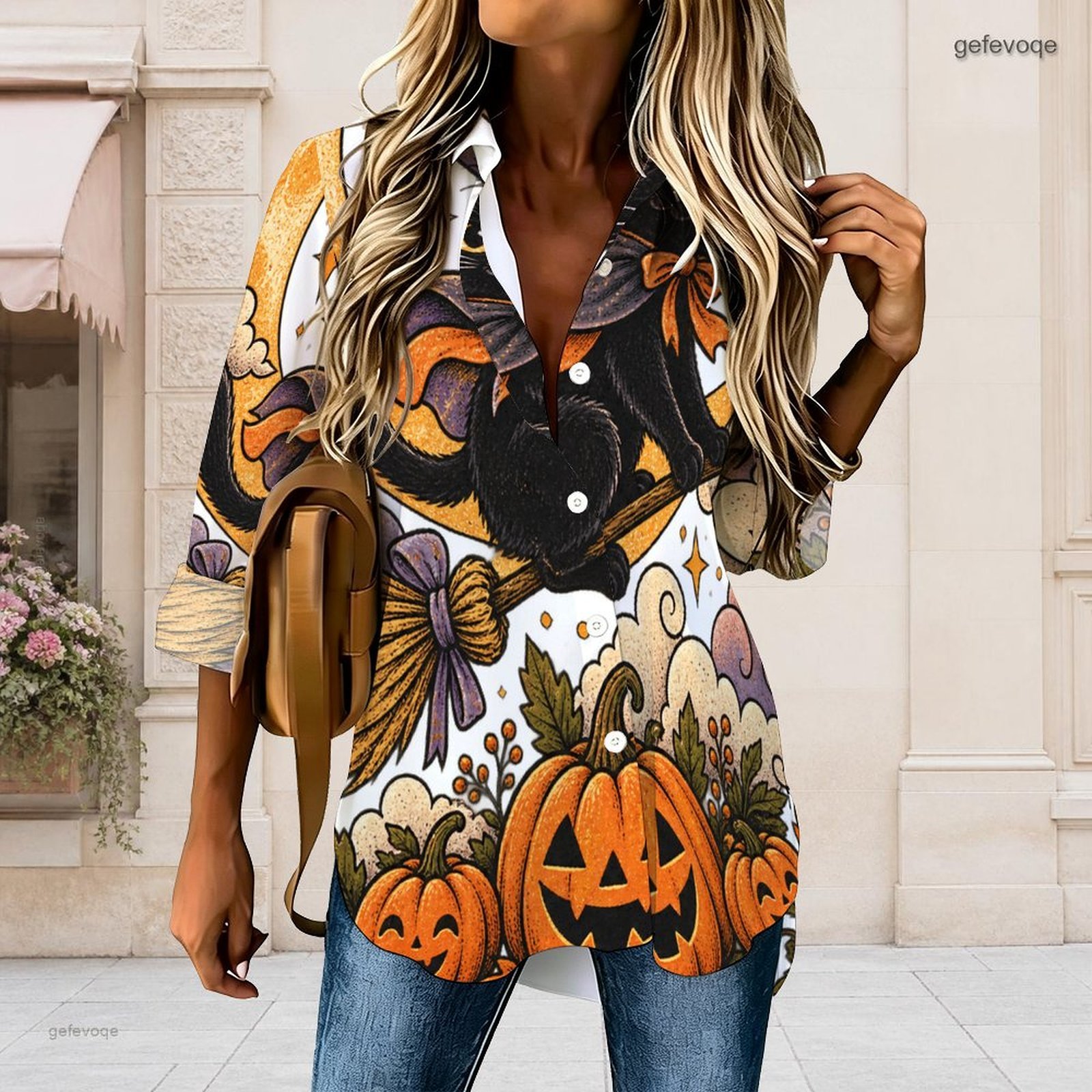 Pumpkin Lantern Halloween - Женская рубашка с принтом на Хэллоуин,