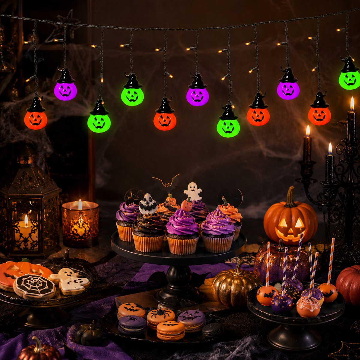 Halloween Led String Lights Orange - 1 шт. Хэллоуинская жуткая гирлянда с