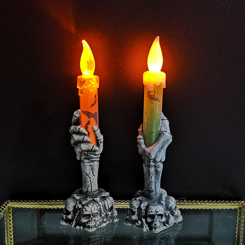 Halloween Pumpkin Decor Led - Хэллоуинская светодиодная свеча в виде скелета,