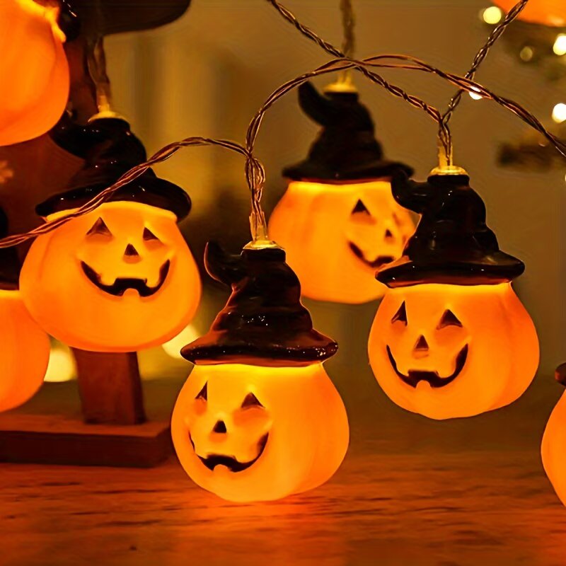 Гирлянда-фонарики на Хэллоуин  – обзор и цена Halloween Led String Lights Orange