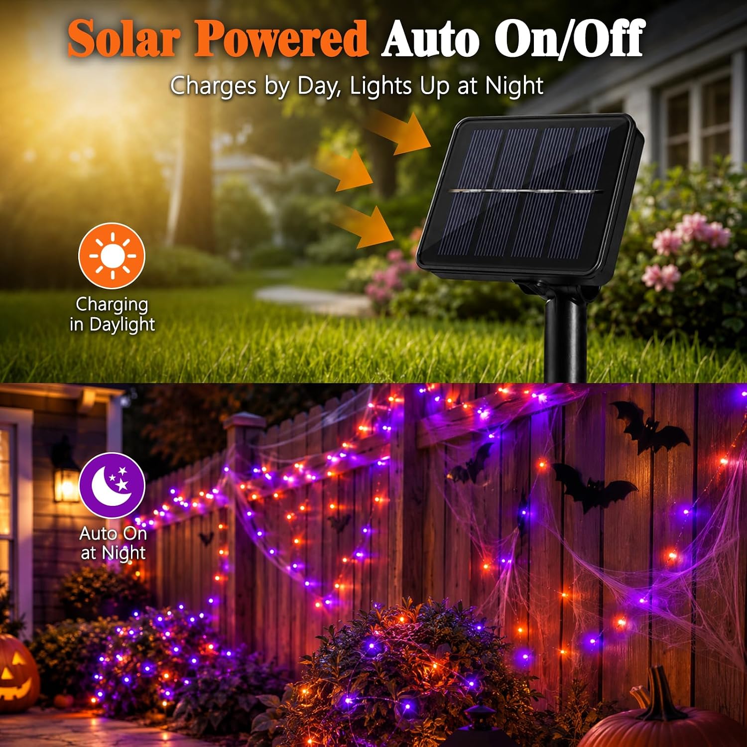 Светодиодные гирлянды на солне – обзор и цена Halloween Led String Lights Orange