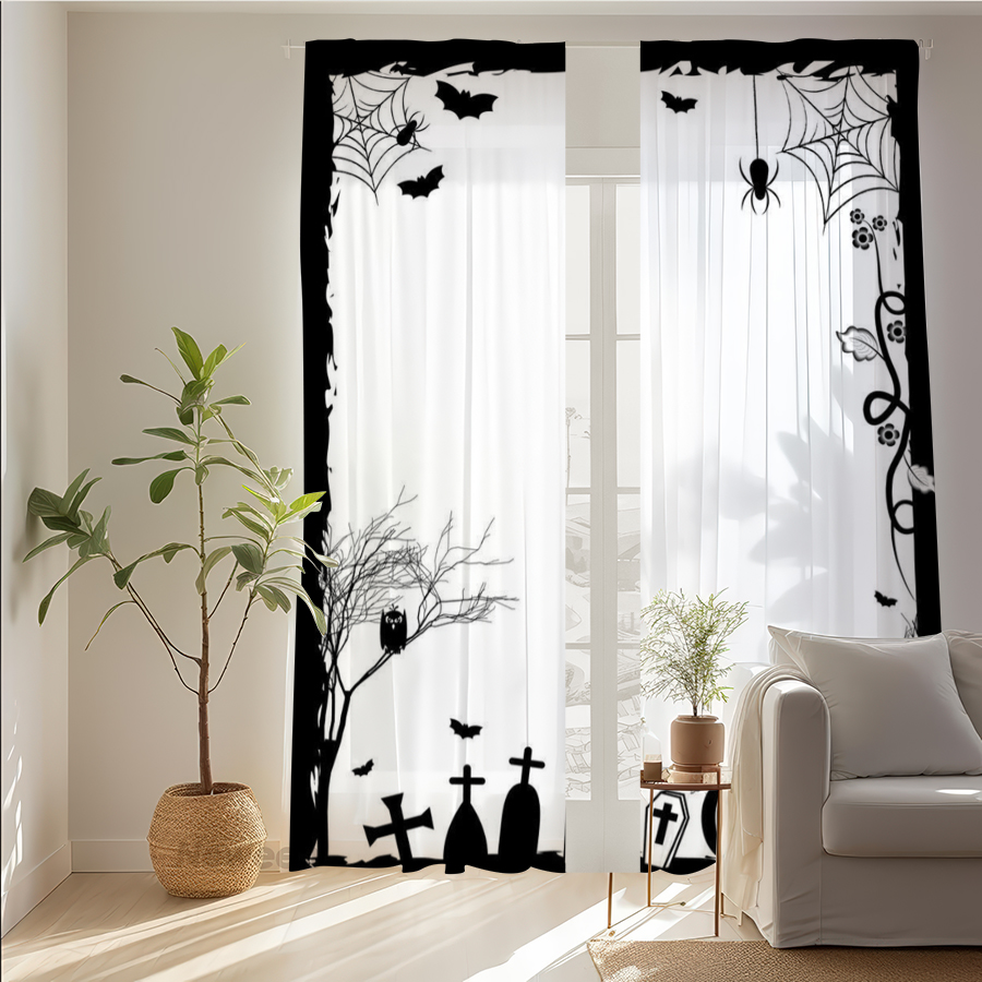 2 шт. Прозрачные шторы с цифро – обзор и цена Spider Web Halloween Decoration