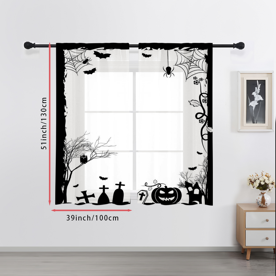 2 шт. Прозрачные шторы с цифро – обзор и цена Spider Web Halloween Decoration