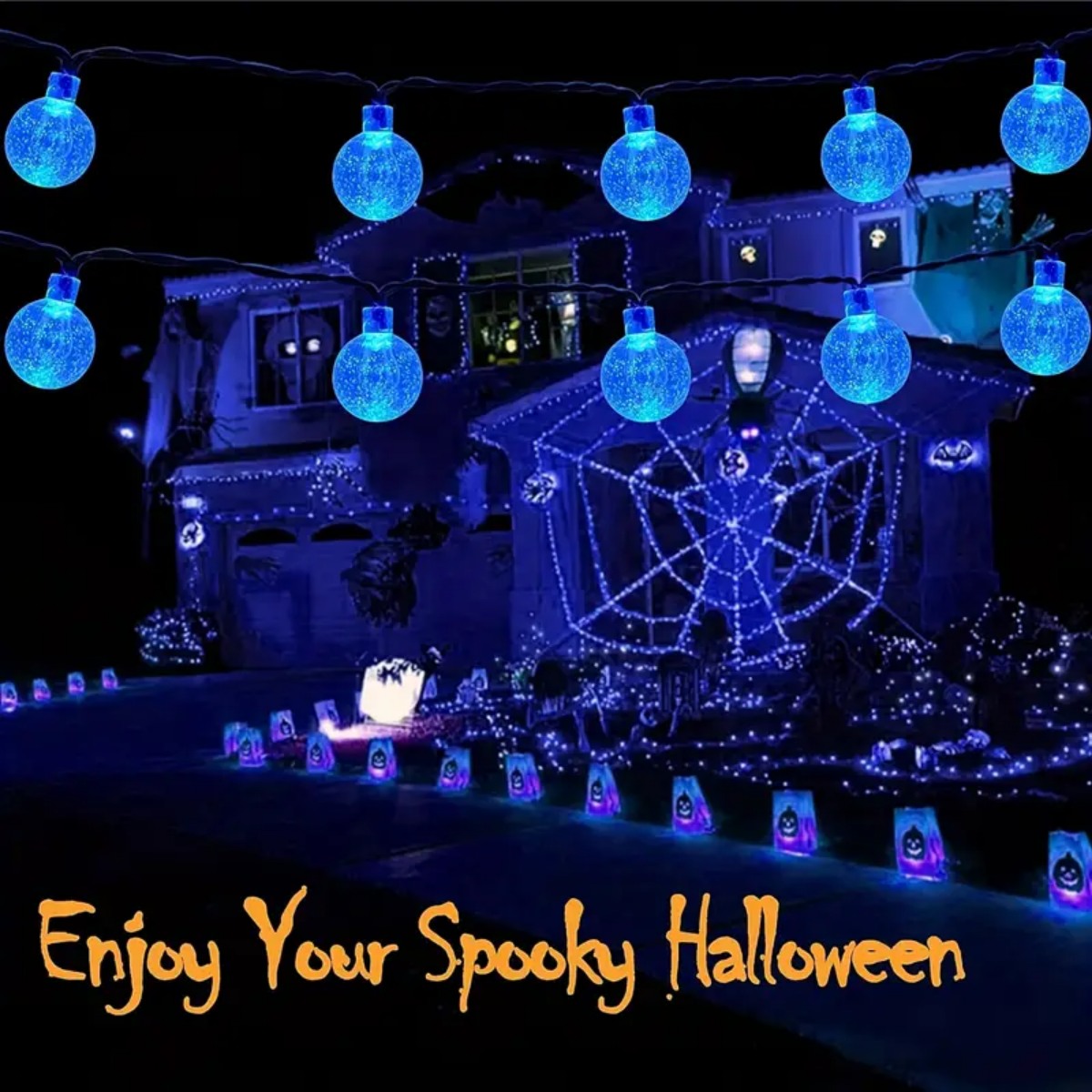 1 шт., 12 м, 100 светодиодов,  – обзор и цена Halloween Led String Lights Orange