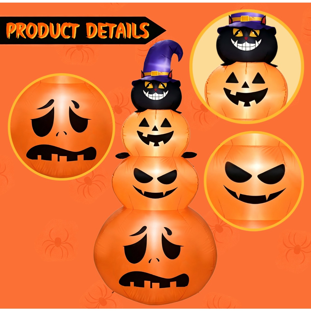 Уличные праздничные украшения  – обзор и цена Halloween Pumpkin Decor Led