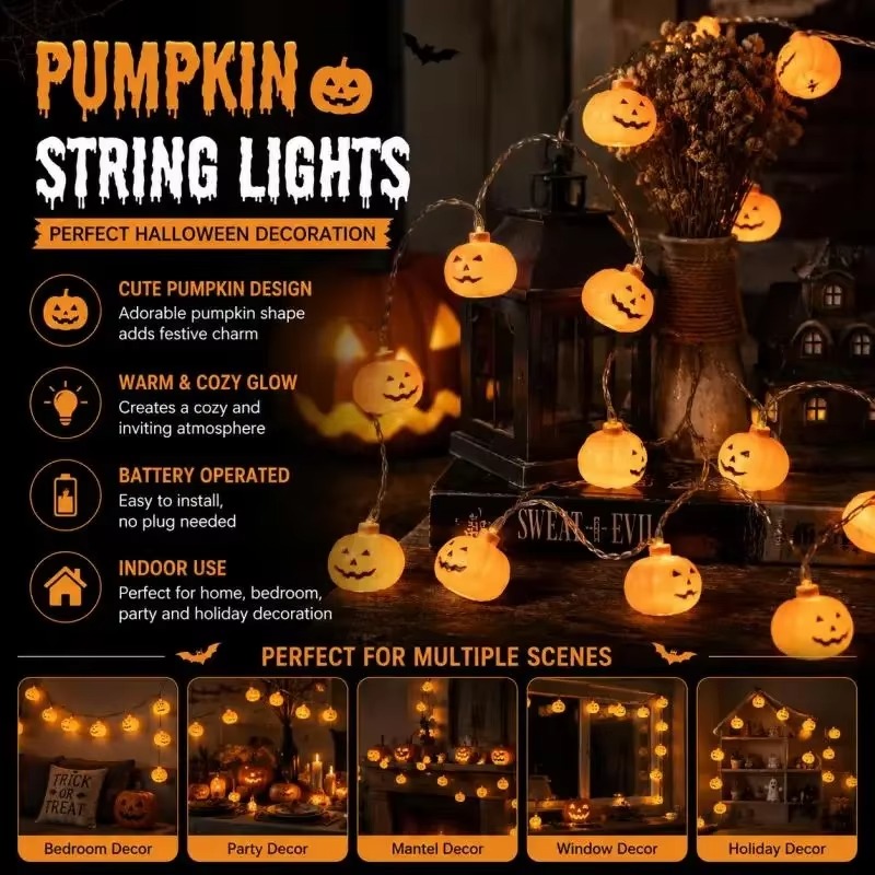 Светодиодная гирлянда в виде т – обзор и цена Halloween Pumpkin Decor Led