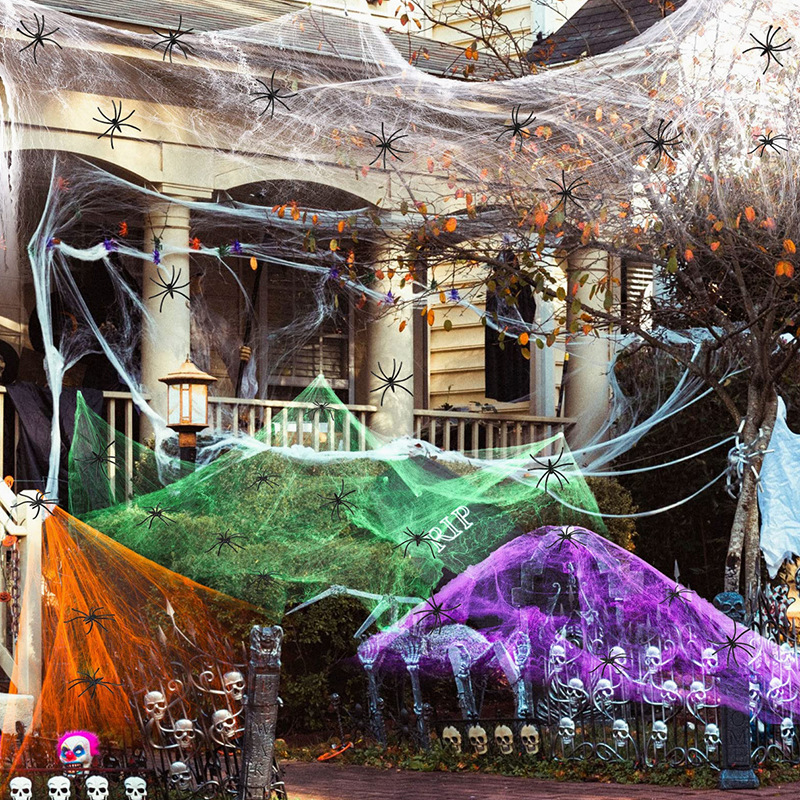 Декор для Хэллоуина: белая пау – обзор и цена Spider Web Halloween Decoration
